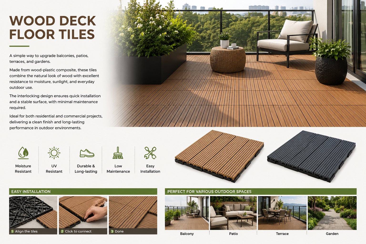 Wood deck floor tiles Wood deck floor tiles